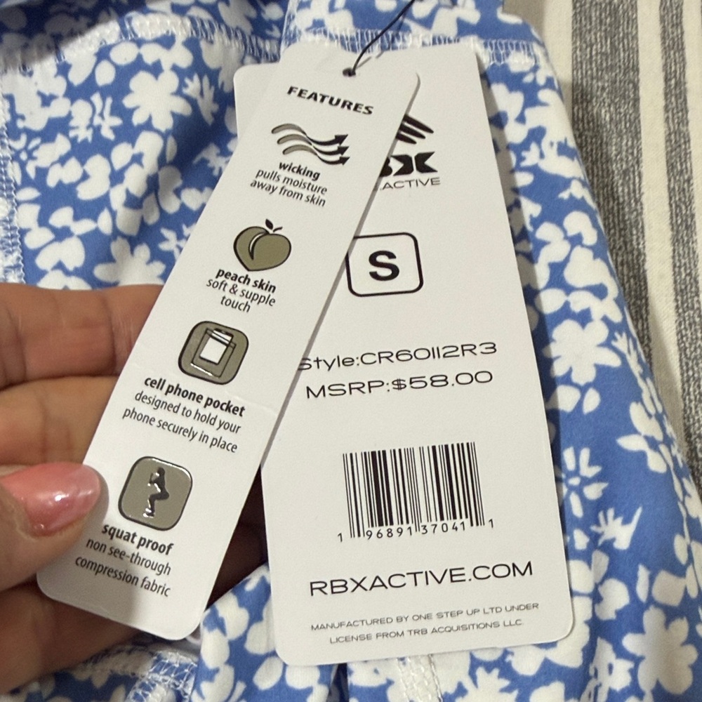 RBX Blue and White Floral Leggings - Picture 15 of 16